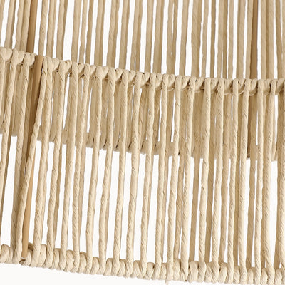 4-Light Rattan Tiered Drum Chandelier Light with Black Canopy - 22'' W