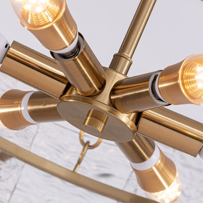 23.6 in. Modern Gold Crystal Chandelier 6-Light Glam Drum Pendant Light for Kitchen Island Dining Room