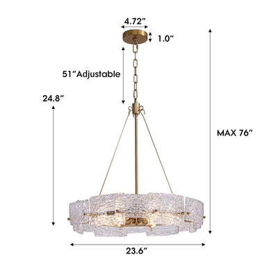 23.6 in. Modern Gold Crystal Chandelier 6-Light Glam Drum Pendant Light for Kitchen Island Dining Room