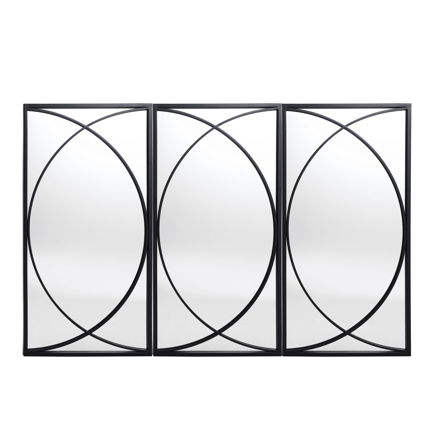 3-Piece Black Metal Rectangular Wall Mirror Set - 31.9 H x 15.75 W x 0.75 D
