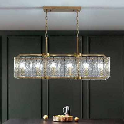 40 in. Linear Modern Crystal Chandeliers 16-Light Brass Gold Rectangular Chandelier for Dining Living Room Kitchen Island
