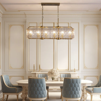 40 in. Linear Modern Crystal Chandeliers 16-Light Brass Gold Rectangular Chandelier for Dining Living Room Kitchen Island