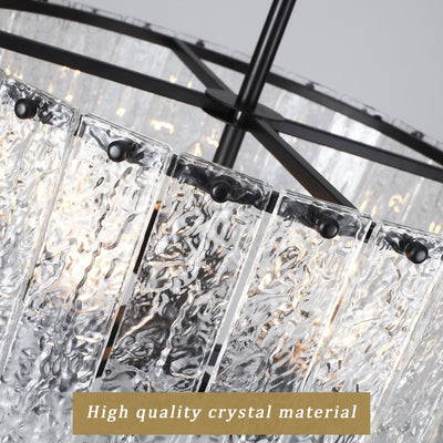 5-Light Modern Round Drum Chandelier, Classic Semi Flush Mount Chandelier, Kitchen Island Pendant Light for Dining Room