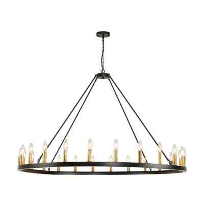 54-inch Round Wagon Wheel 24-light Chandelier