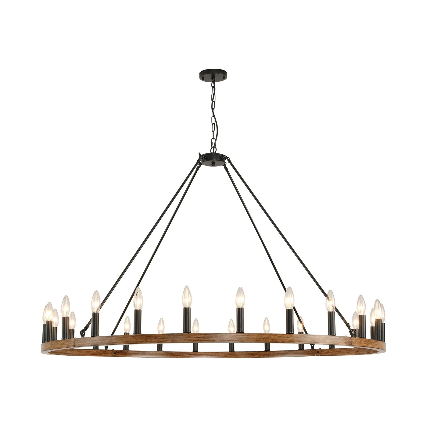 54-inch Round Wagon Wheel 24-light Chandelier