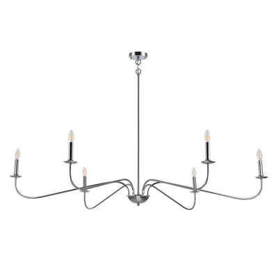 6 Light 64 Inches Minimalist Chandelier in Matte Black / Gold /Chrome - N/A