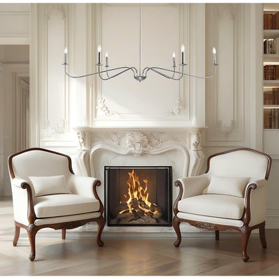 6 Light 64 Inches Minimalist Chandelier in Matte Black / Gold /Chrome - N/A