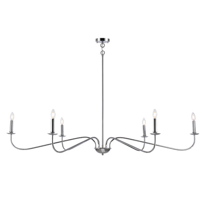 6 Light 64 Inches Minimalist Chandelier in Matte Black / Gold /Chrome - N/A