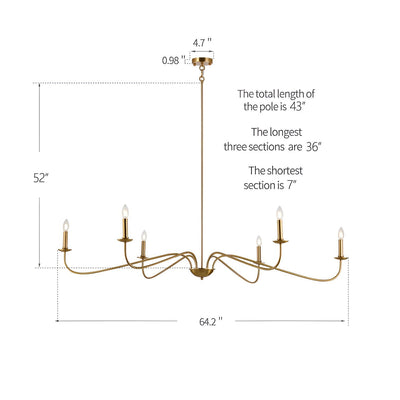 6-Light Classic French Minialist Chandelier with Candle-Style Lighting