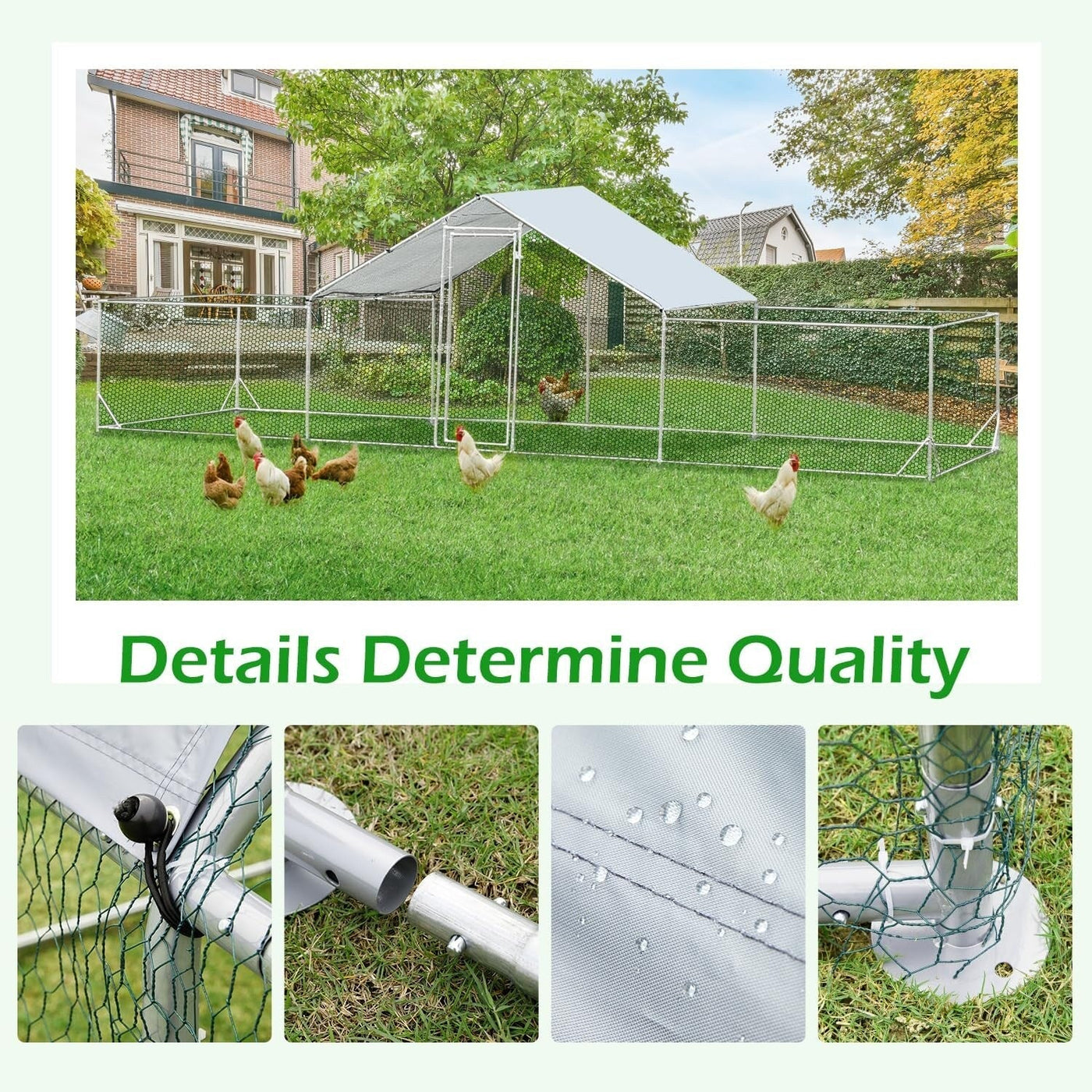 AECOJOY Large Metal Chicken Coop Run Walk-in Metal Chicken Cage