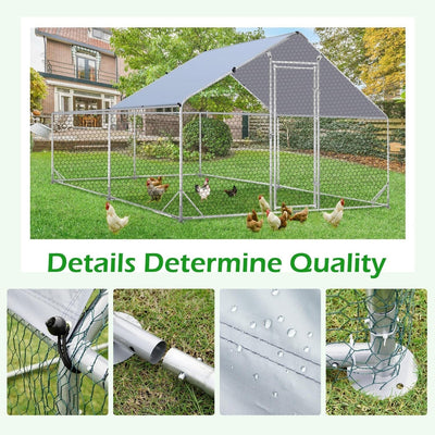 AECOJOY Large Metal Chicken Coop Run Walk-in Metal Chicken Cage