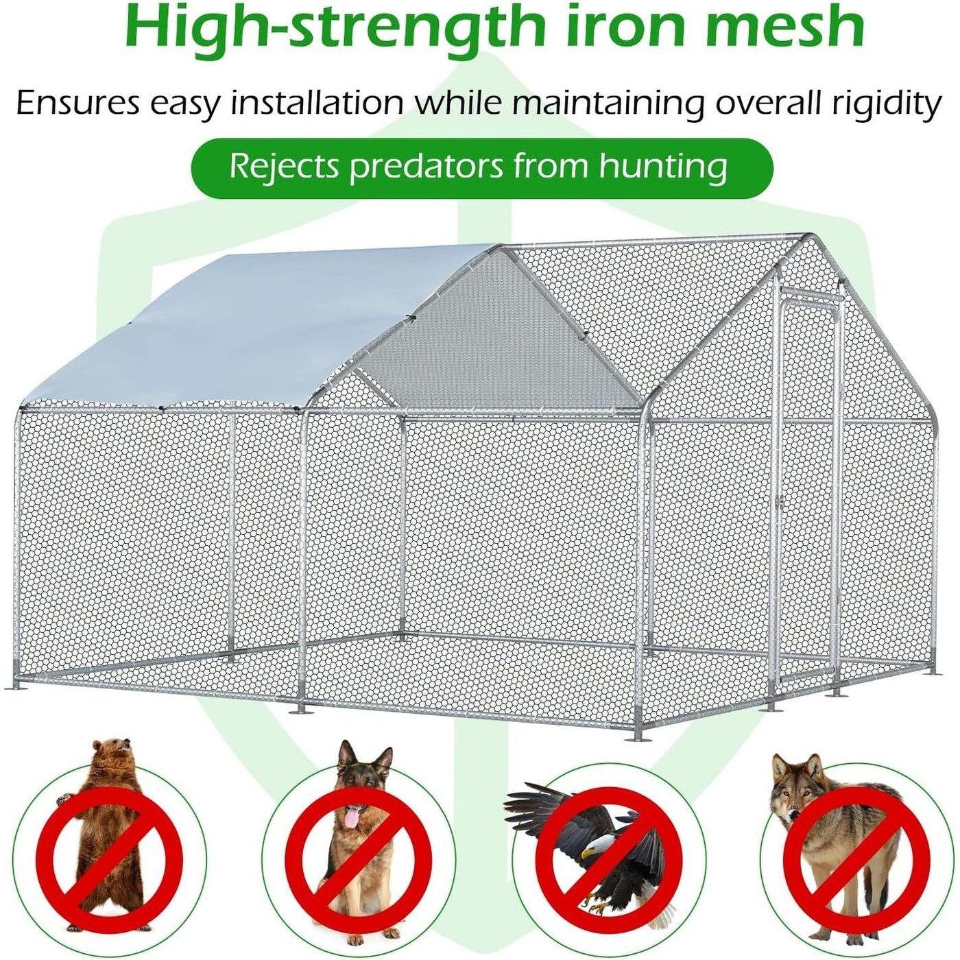 AECOJOY Large Metal Chicken Coop Run Walk-in Metal Chicken Cage