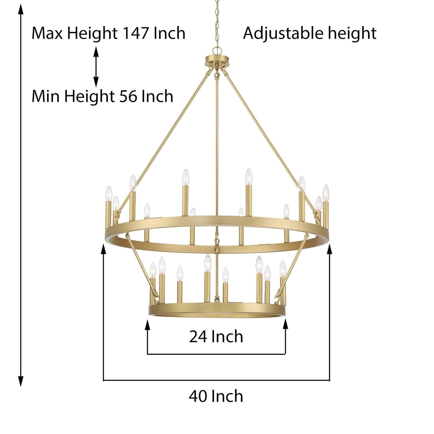 Acroma 20-light Modern Farmhouse 40In Round Wagon Wheel Chandelier with UL