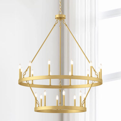 Acroma 20-light Modern Farmhouse 40In Round Wagon Wheel Chandelier with UL