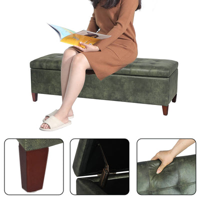 Adeco 50 Bonded Leather Storage Ottoman Bench