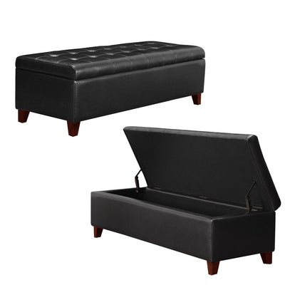 Adeco 50 Bonded Leather Storage Ottoman Bench