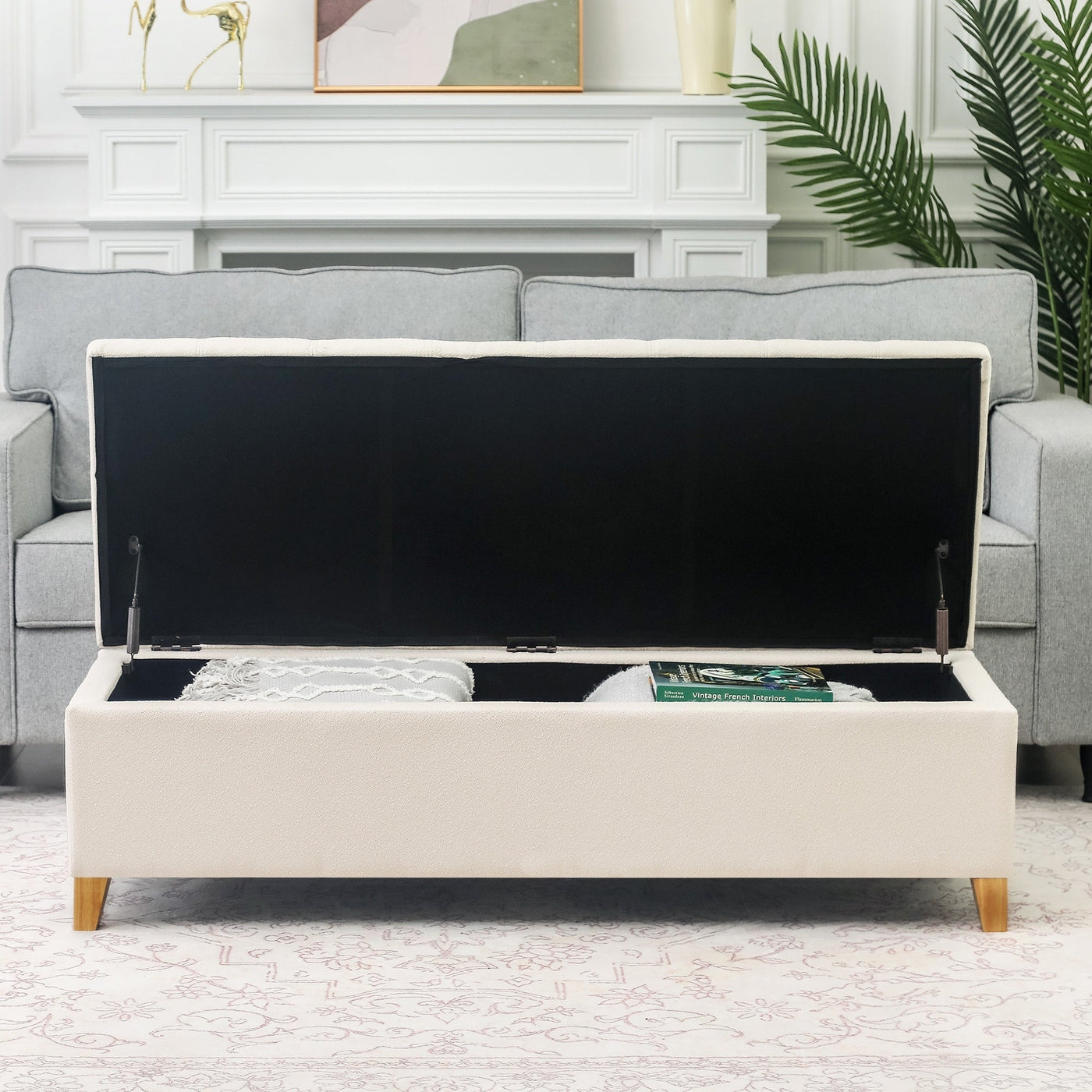 Adeco 50 Bonded Leather Storage Ottoman Bench