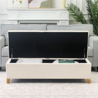 Adeco 50 Bonded Leather Storage Ottoman Bench