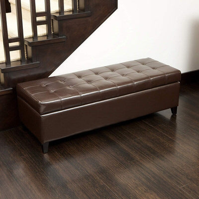 Adeco 50 Bonded Leather Storage Ottoman Bench