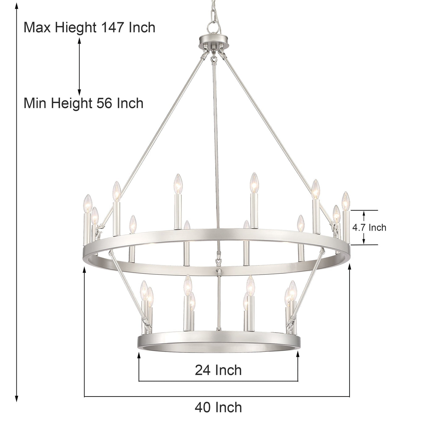 Acroma 20-light Modern Farmhouse 40In Round Wagon Wheel Chandelier with UL