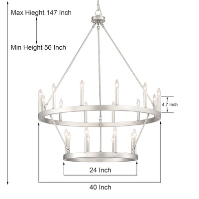 Acroma 20-light Modern Farmhouse 40In Round Wagon Wheel Chandelier with UL