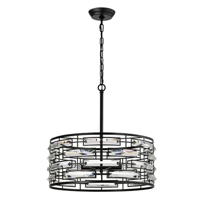 Anita Drum Shade Chandelier with Clear Glass Prism