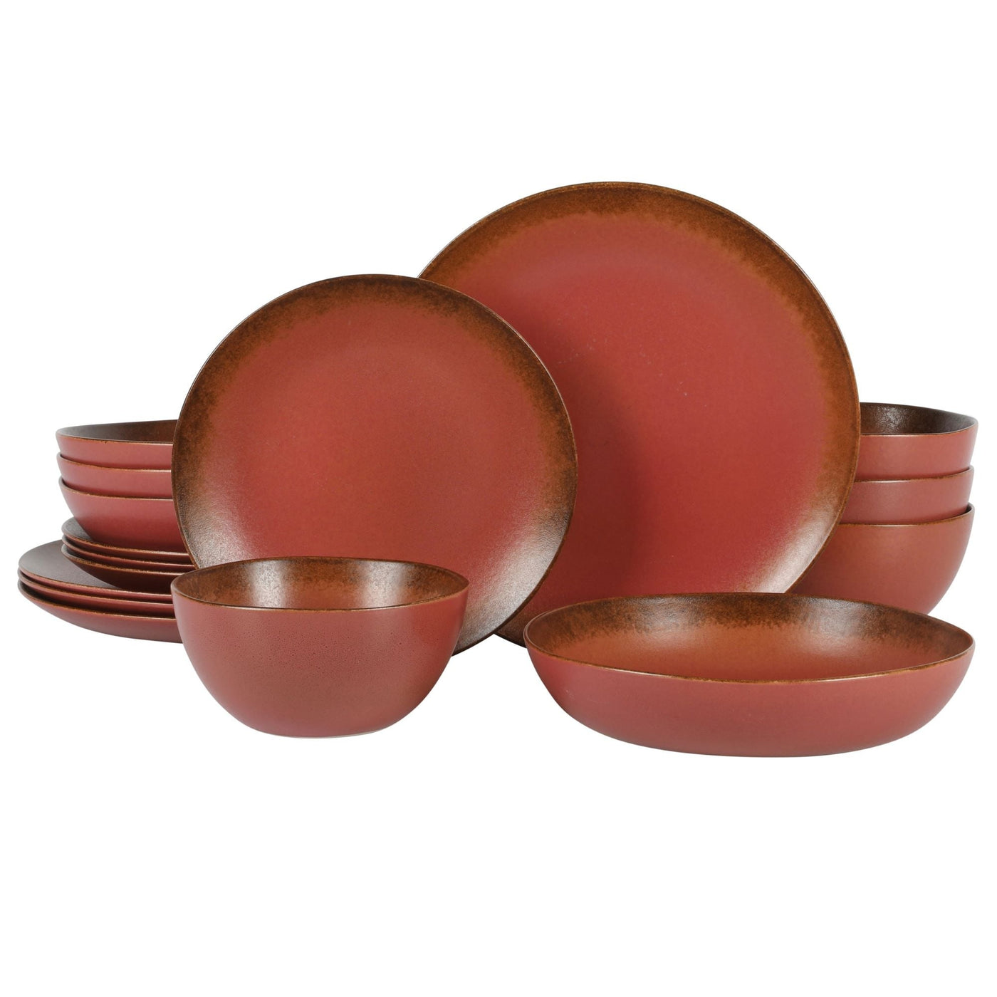 Bloomhouse Palermo Sun 16 Piece Double Bowl Stoneware Reactive Glaze Plates and Bowls Dinnerware Set