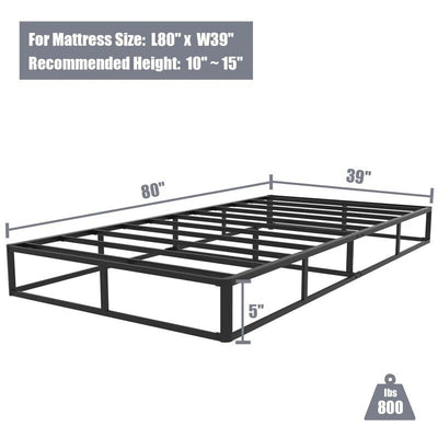 5 Inch Low Profile Metal Spring, Heavy Duty Structure with Grey Cover