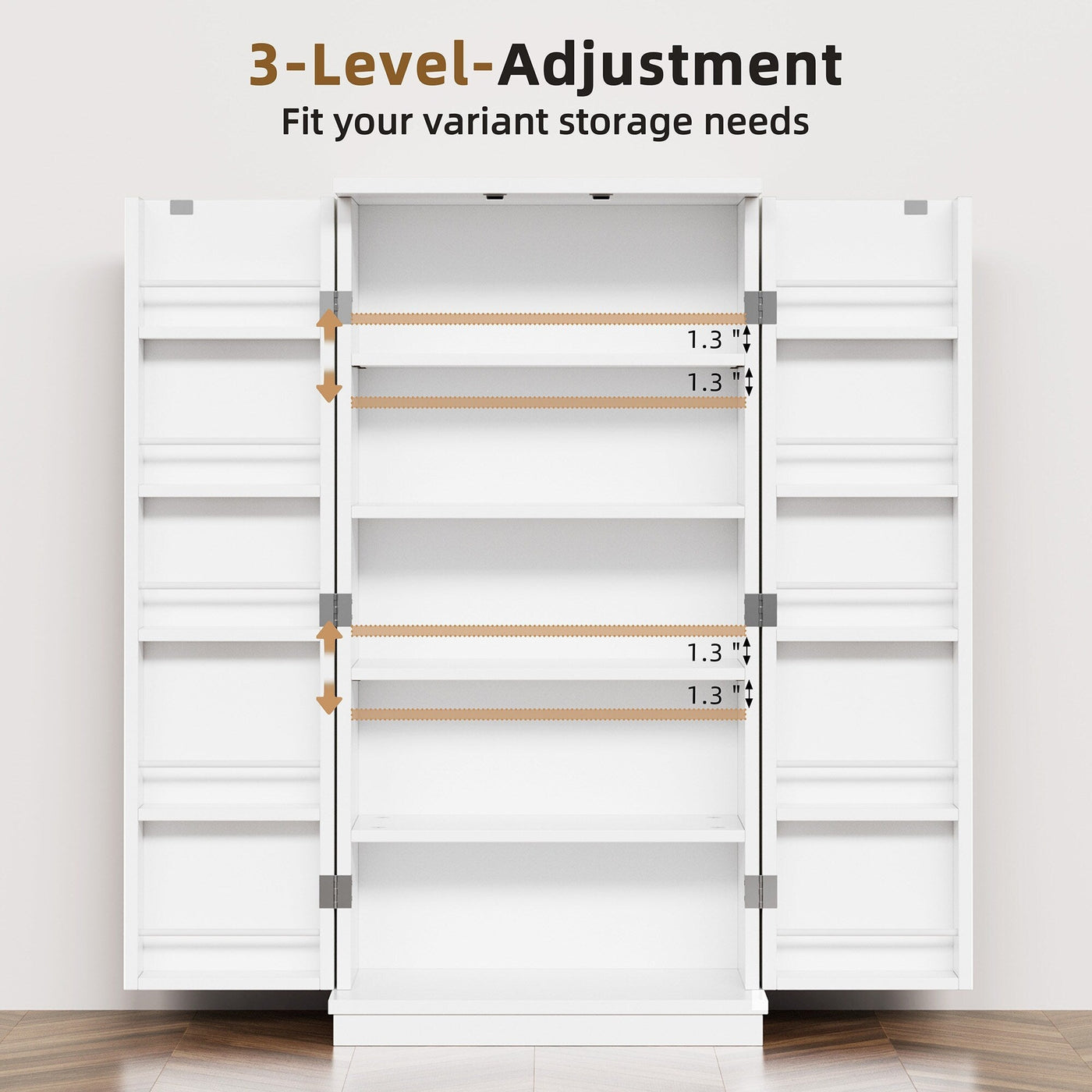 Futzca 47in Pantry Cabinet, Wooden Kitchen Storage Cabinets