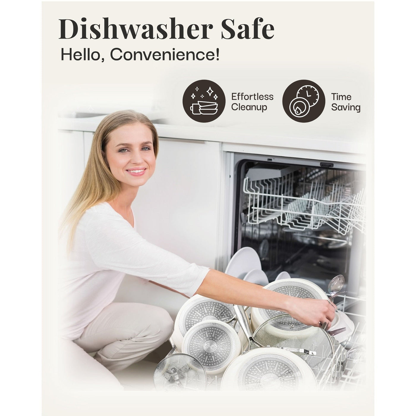 Gotham Steel Cream 12 Piece Pots and Pans Ultra Nonstick Ceramic Cookware Set with Stay Cool Handles