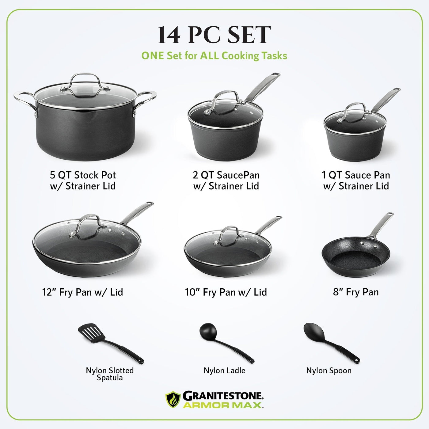 Granitestone Armor Max 14 Piece Hard Anodized Cookware Set