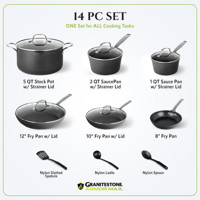 Granitestone Armor Max 14 Piece Hard Anodized Cookware Set