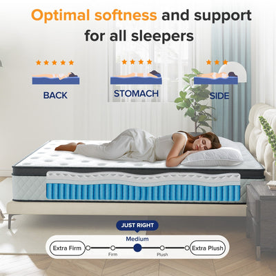 SweDrea 12 in. Medium Hybrid Memory Foam Mattress with CertiPUR-US and Oeko-TEX , Featuring Bamboo Charcoal Absorption.
