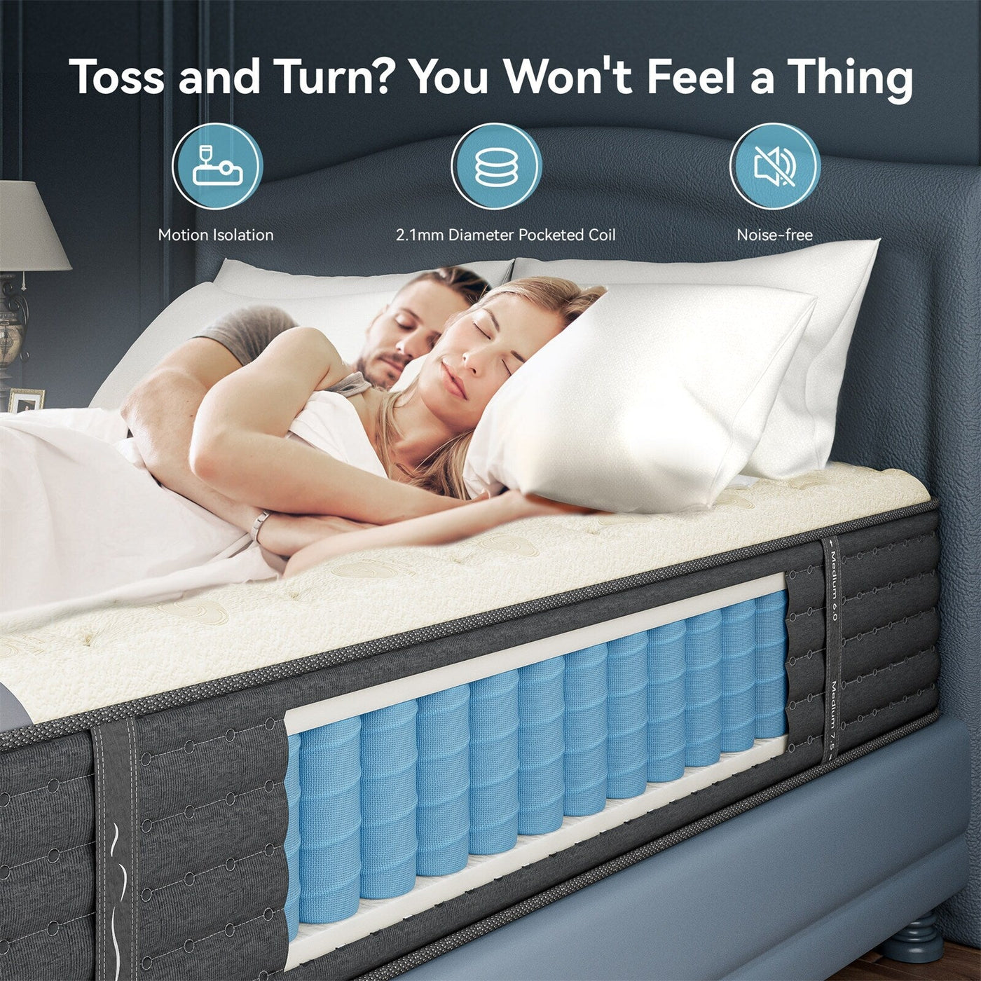 SweDrea 14 in. Luxurious Double-Sided Hybrid Mattress – Medium/Firm with CertiPUR-US, SGS and OEKO-TEX