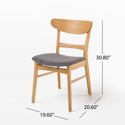 Abrielle Mid-Century Modern Upholstered Rubberwood Dining Chair (Set of 2) by Christopher Knight Home