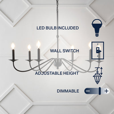 34.75 6-Light Iron LED Chandelier, by JONATHAN Y