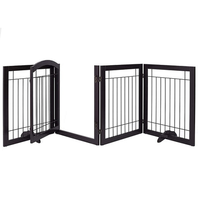 SPIRICH 96 inch Extra Wide 30 inches Tall Dog gate with Door Walk Through, Freestanding Wire Pet Gate,Pet Puppy Safety Fence