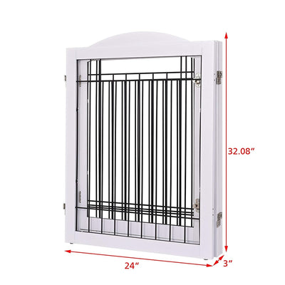 SPIRICH 96 inch Extra Wide 30 inches Tall Dog gate with Door Walk Through, Freestanding Wire Pet Gate,Pet Puppy Safety Fence
