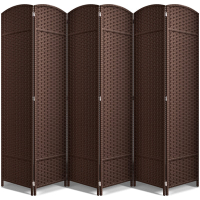 Sorbus 6 Panel Room Divider Tall Privacy Partition Screen Extra Wide Double Hinged Mesh Hand-Woven Folding Wall Divider - 6ft