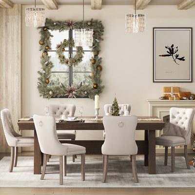 Upholstered Tufted Velvet Dining Chair with Solid Wood Legs Set of 6