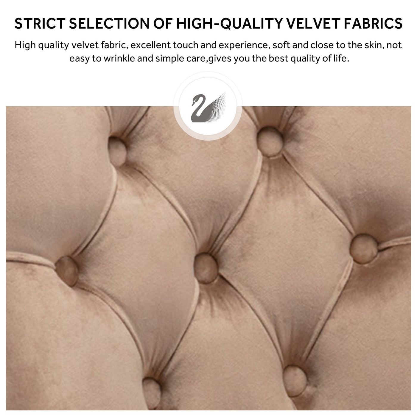 Upholstered Tufted Velvet Dining Chair with Solid Wood Legs Set of 6