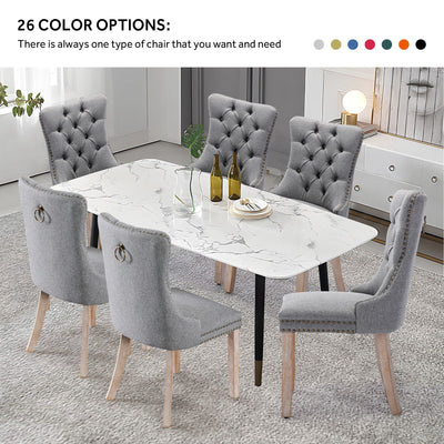Upholstered Tufted Velvet Dining Chair with Solid Wood Legs Set of 6