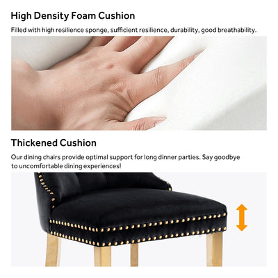 Upholstered Tufted Velvet Dining Chair with Solid Wood Legs Set of 6