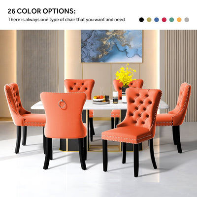 Upholstered Tufted Velvet Dining Chair with Solid Wood Legs Set of 6