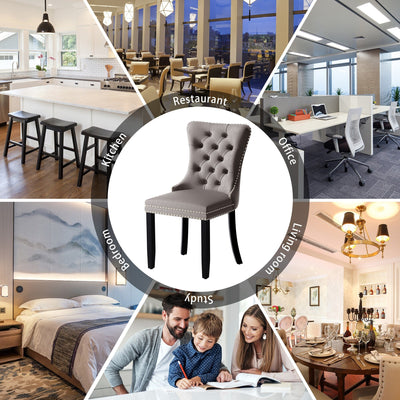 Upholstered Tufted Velvet Dining Chair with Solid Wood Legs Set of 6