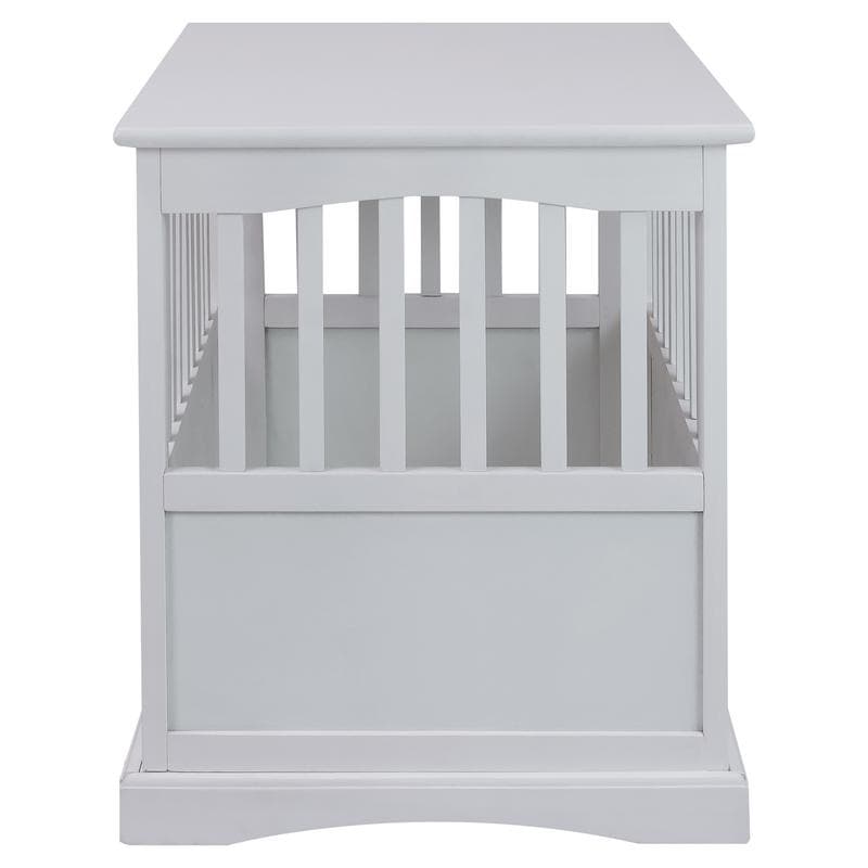 White Wood Pet Crate End Table with Lockable Door