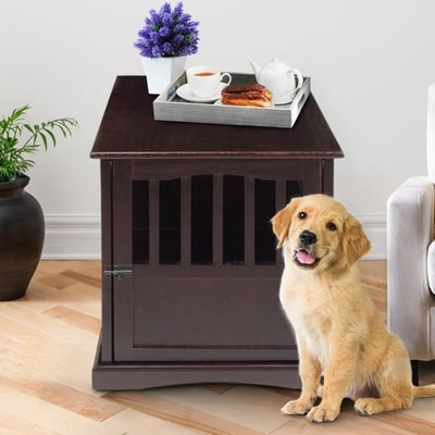 Wooden Pet Crate End Table with Lockable Door